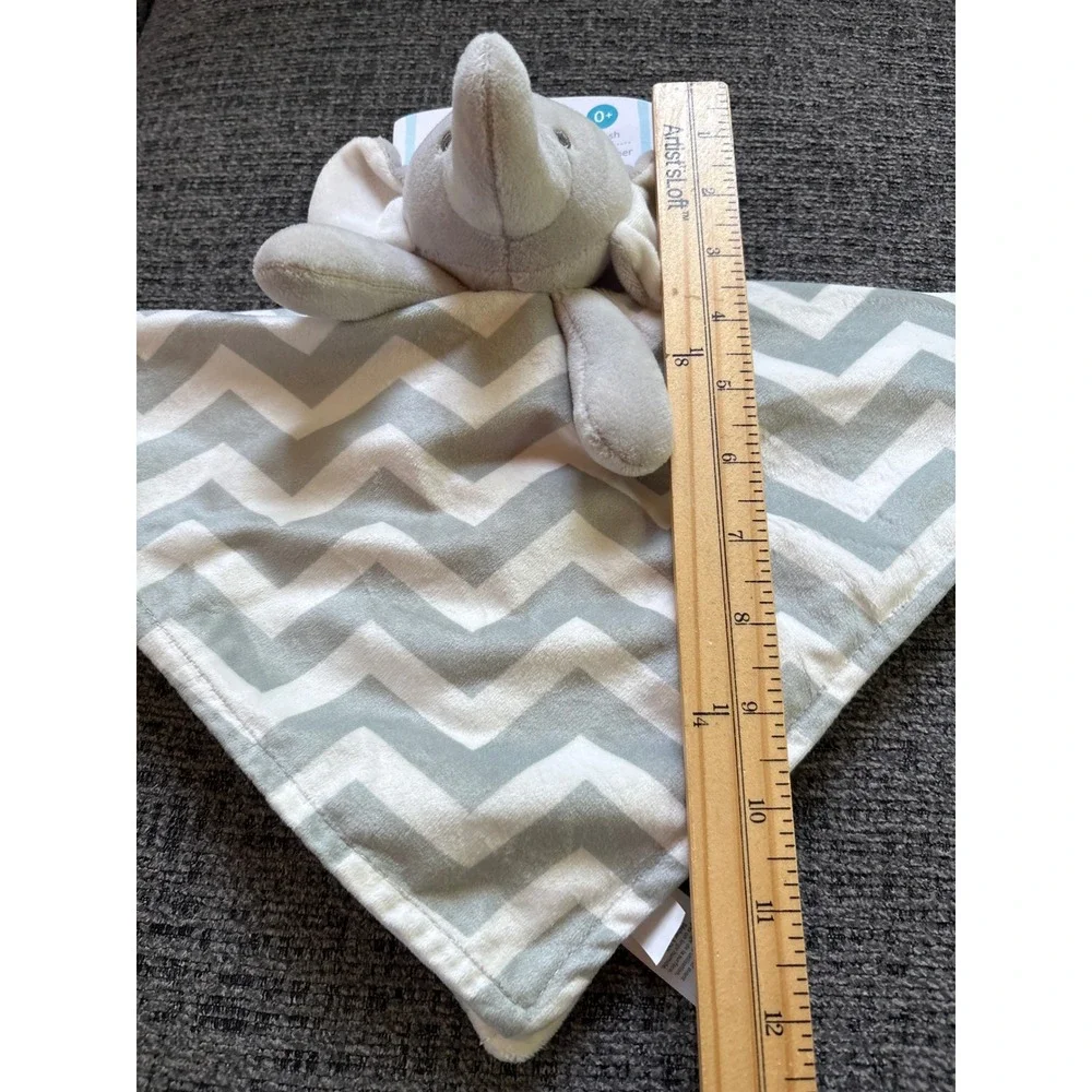 Carters Gray Elephant Chevron Baby Security Blanket Lovey Plush 67258 New